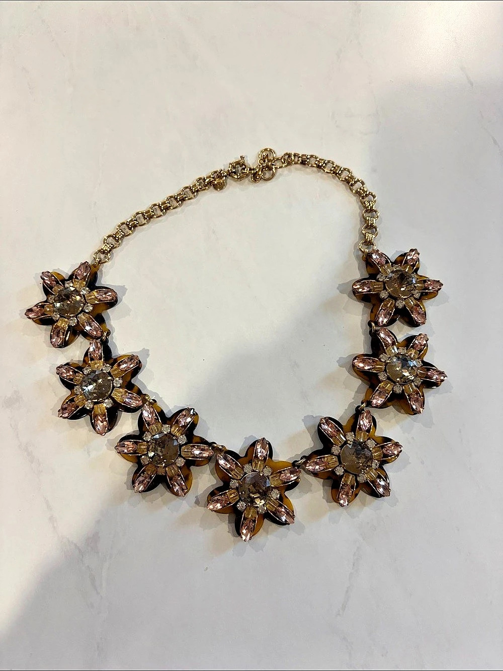 J.Crew Acetate Blooming Necklace in Tortoise Floral Statement Necklace in Brown